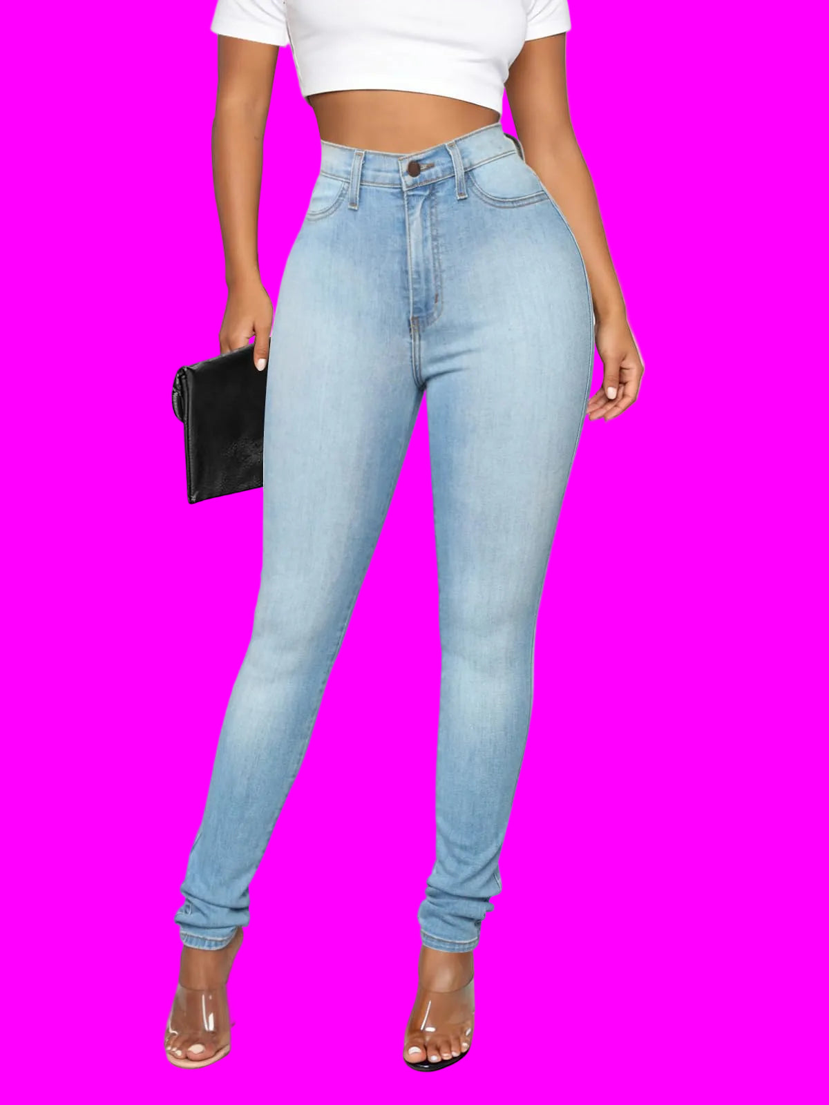 Women's High Waisted Skinny Butt Lifting Stretchy Tummy Control Jeans
