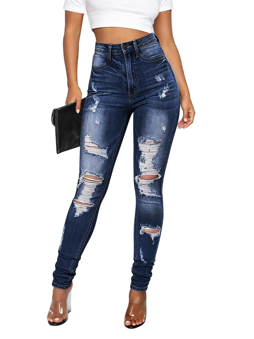 Women's High Waisted Skinny Butt Lifting Stretchy Tummy Control Jeans