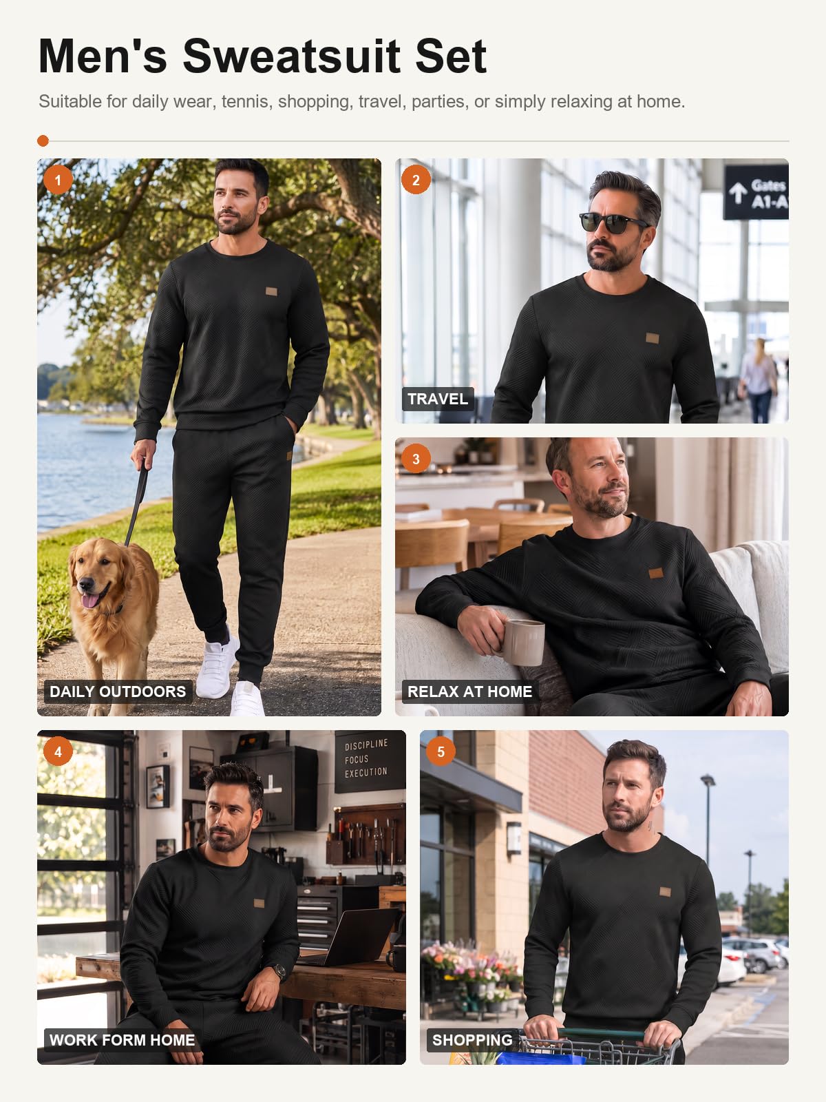 Mens Long Sleeve Sweatsuit Set
