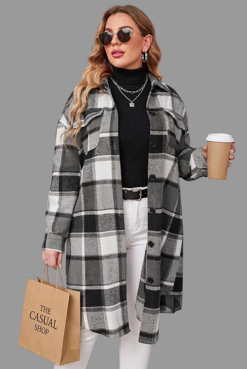 Plus Size Plaid Flannel Shacket