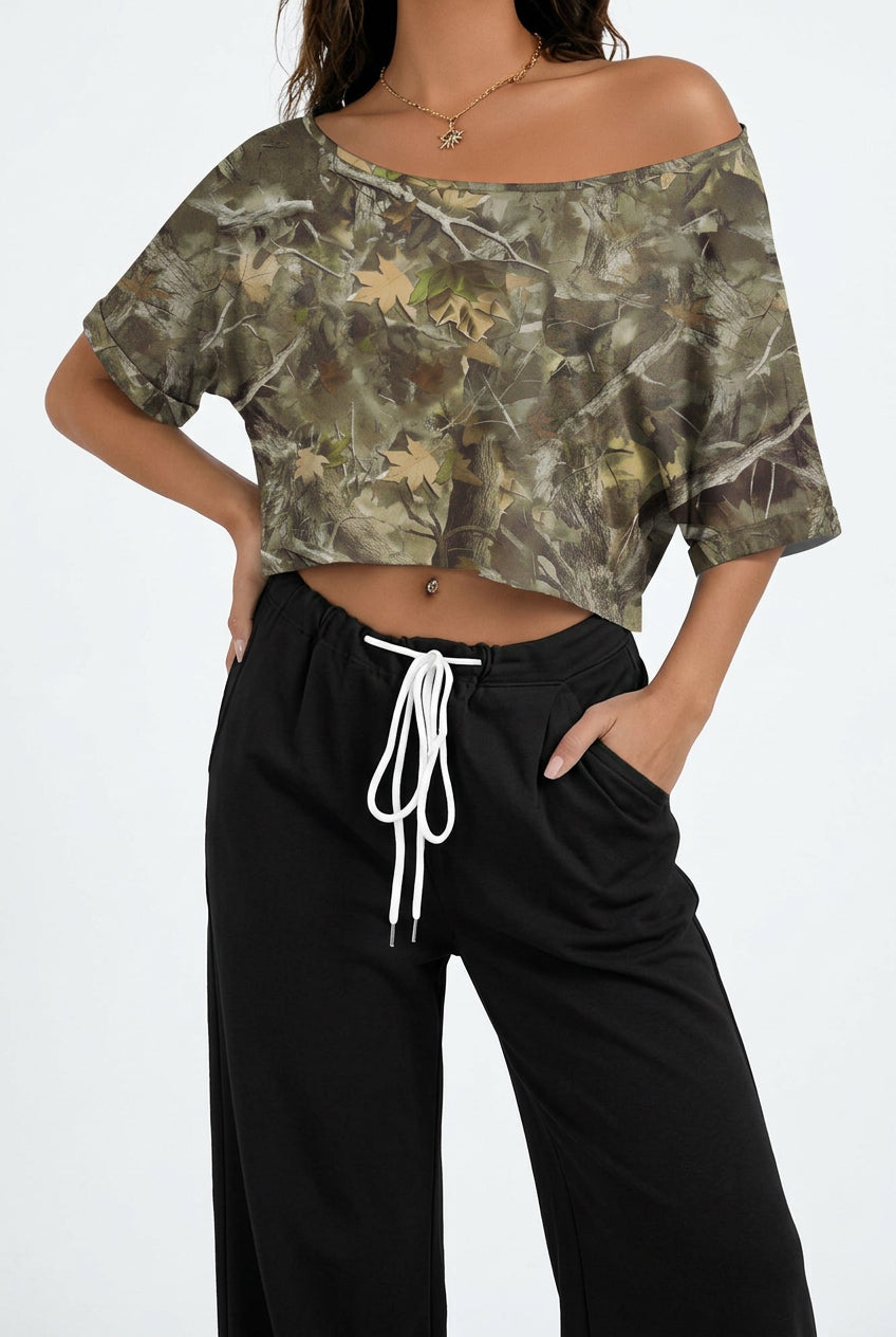 Women's Off-Shoulder Cropped T-Shirt