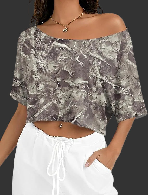 Women's Off-Shoulder Cropped T-Shirt