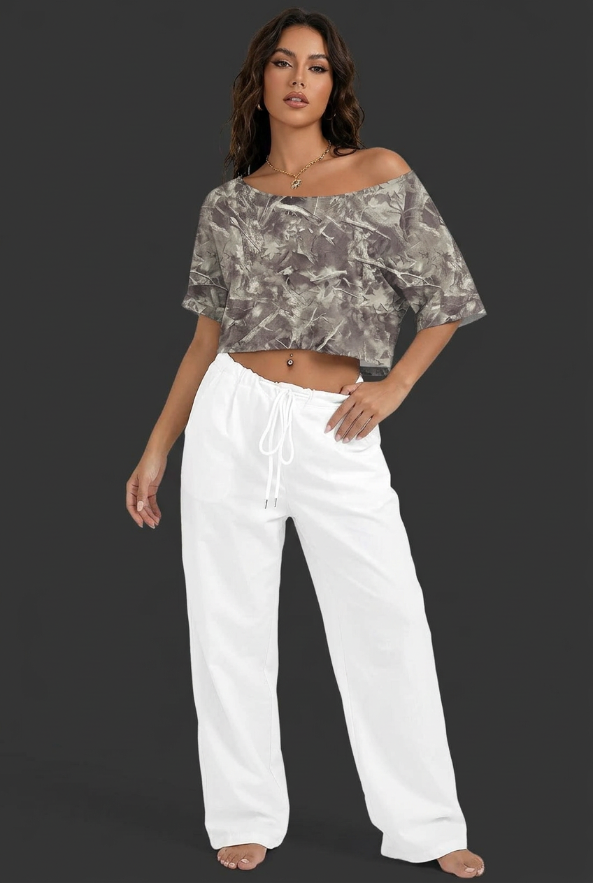 Women's Off-Shoulder Cropped T-Shirt