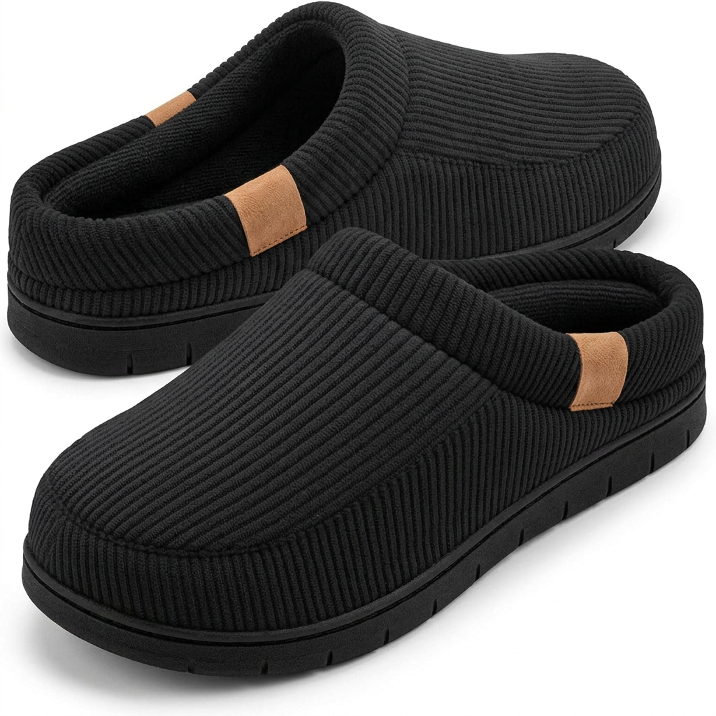 Moccasin slippers with plain tan tags