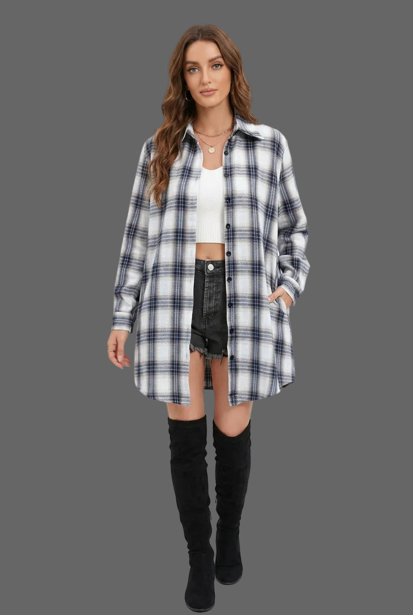 Women’s Plaid Flannel Button-Down Shacket